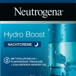 Neutrogena Hydro Boost Nachtcrème, Intensief Hydraterende En Herstellend Masker, Met Hyaluronzuur, 100% Plantaardige Trehalose En Egaliserende Memory Gel, Voor Alle Huidtypen En Olievrij, 1 X 50 Ml