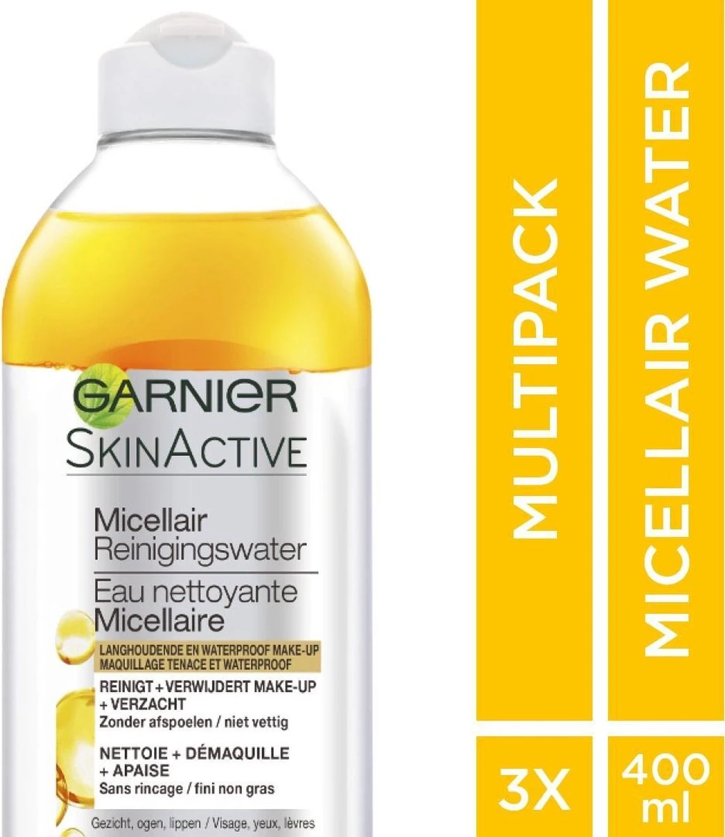 Garnier SkinActive Micellair Reinigingswater - 3 X 400 Ml - Voordeelverpakking 4 Garnier SkinActive Micellair Reinigingswater - 3 X 400 Ml - Voordeelverpakking - Afbeelding 4