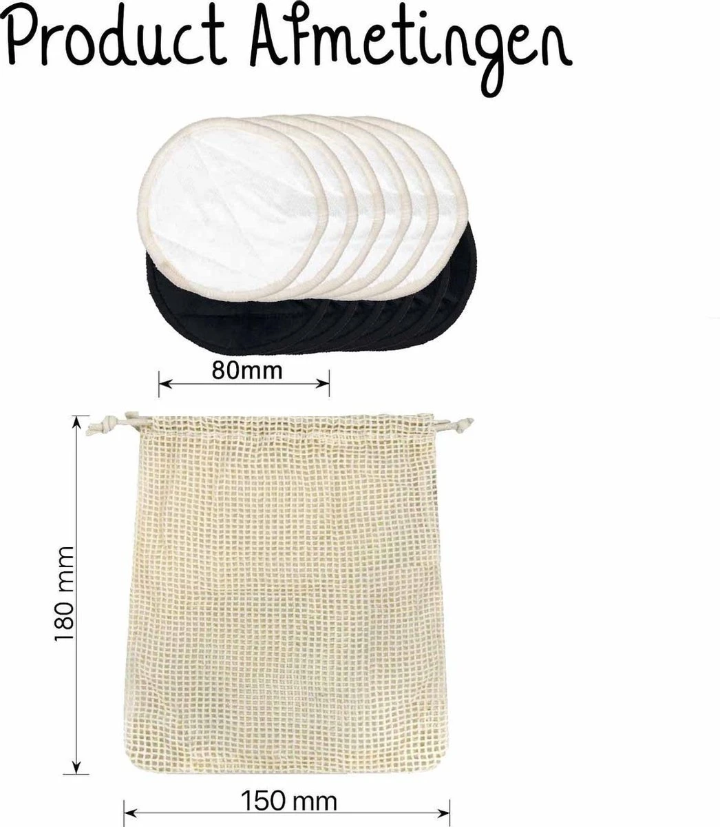 Bamboozy 12 Zwart + Wit Wasbare Wattenschijfjes Herbruikbare Wattenschijfjes Zero Waste Duurzame Bamboe 6 Bamboozy 12 Zwart + Wit Wasbare Wattenschijfjes Herbruikbare Wattenschijfjes Zero Waste Duurzame Bamboe - Afbeelding 6