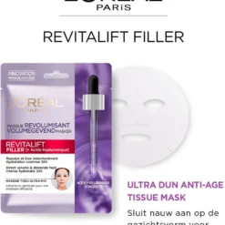 L’Oréal Paris - Revitalift Filler Hyaluronzuur Tissue Gezichtsmasker - 5 Stuks - Voordeelverpakking 12 L’Oréal Paris - Revitalift Filler Hyaluronzuur Tissue Gezichtsmasker - 5 Stuks - Voordeelverpakking -Zacht Huid Verkoop 1054x1200 1