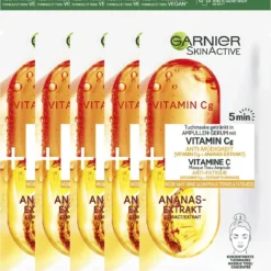 Garnier SkinActive Ampul Sheet Mask Met Ananas & Vitamine C Serum - 5 Stuks