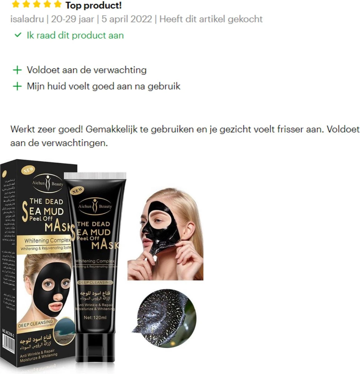 Aichun Beauty The Dead Sea Mud Peel Off Mask - Tegen Mee-Eters En Verstopte Poriën - Acne - Natuurlijk Product - 120ML 9 Aichun Beauty The Dead Sea Mud Peel Off Mask - Tegen Mee-Eters En Verstopte Poriën - Acne - Natuurlijk Product - 120ML - Afbeelding 9
