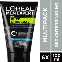 L'Oréal Paris Men Expert Pure Charcoal - Anti-Blackhead Scrub - 6 X 100 Ml - Voordeelverpakking 5 L'Oréal Paris Men Expert Pure Charcoal - Anti-Blackhead Scrub - 6 X 100 Ml - Voordeelverpakking -Zacht Huid Verkoop 1158x1200 4
