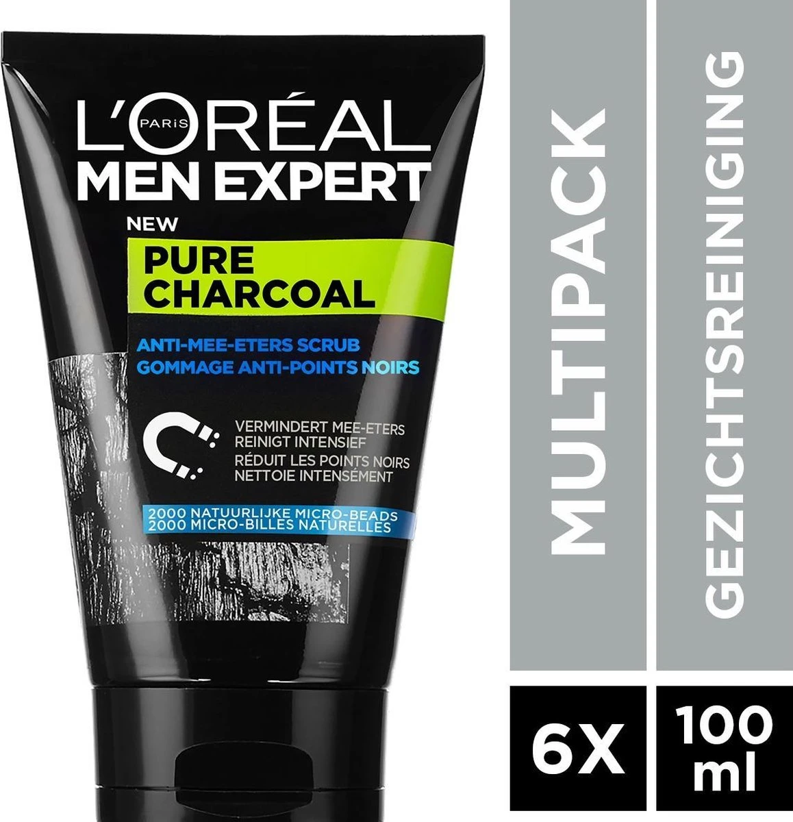 L'Oréal Paris Men Expert Pure Charcoal - Anti-Blackhead Scrub - 6 X 100 Ml - Voordeelverpakking 3 L'Oréal Paris Men Expert Pure Charcoal - Anti-Blackhead Scrub - 6 X 100 Ml - Voordeelverpakking - Afbeelding 3