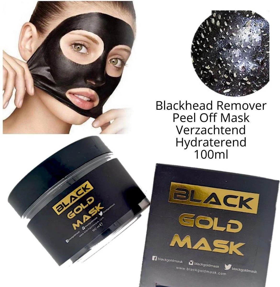 Black Gold Peel Off Masker - Gezichtsmasker - Blackhead Remover Mask 100ML - Tegen Mee Eters En Acne 3 Black Gold Peel Off Masker - Gezichtsmasker - Blackhead Remover Mask 100ML - Tegen Mee Eters En Acne - Afbeelding 3