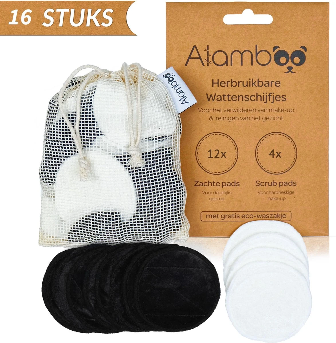 16x Herbruikbare Wattenschijfjes - Wasbare Zachte Wattenschijfjes - Duurzame & Biologische - Inclusief Waszakje 1 16x Herbruikbare Wattenschijfjes - Wasbare Zachte Wattenschijfjes - Duurzame & Biologische - Inclusief Waszakje