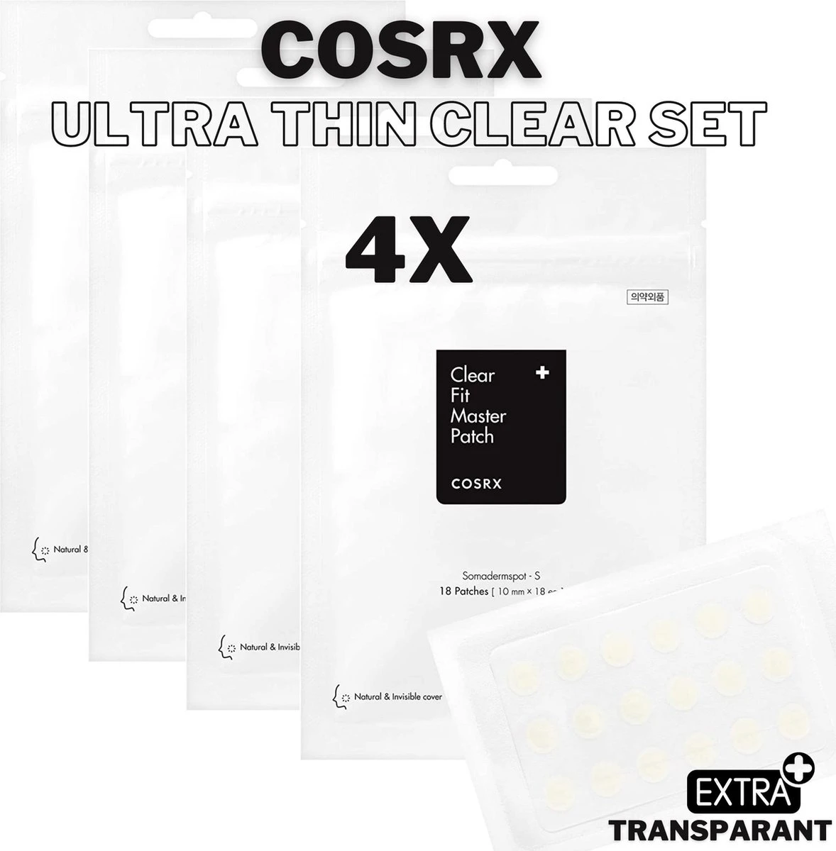 Merkloos COSRX Ultra-Thin Acne Clear Fit Face Skin Patches - Extra Dun & Transparant - Master Package Set 4 Packs Of 18 Patches 1 Merkloos COSRX Ultra-Thin Acne Clear Fit Face Skin Patches - Extra Dun & Transparant - Master Package Set 4 Packs Of 18 Patches