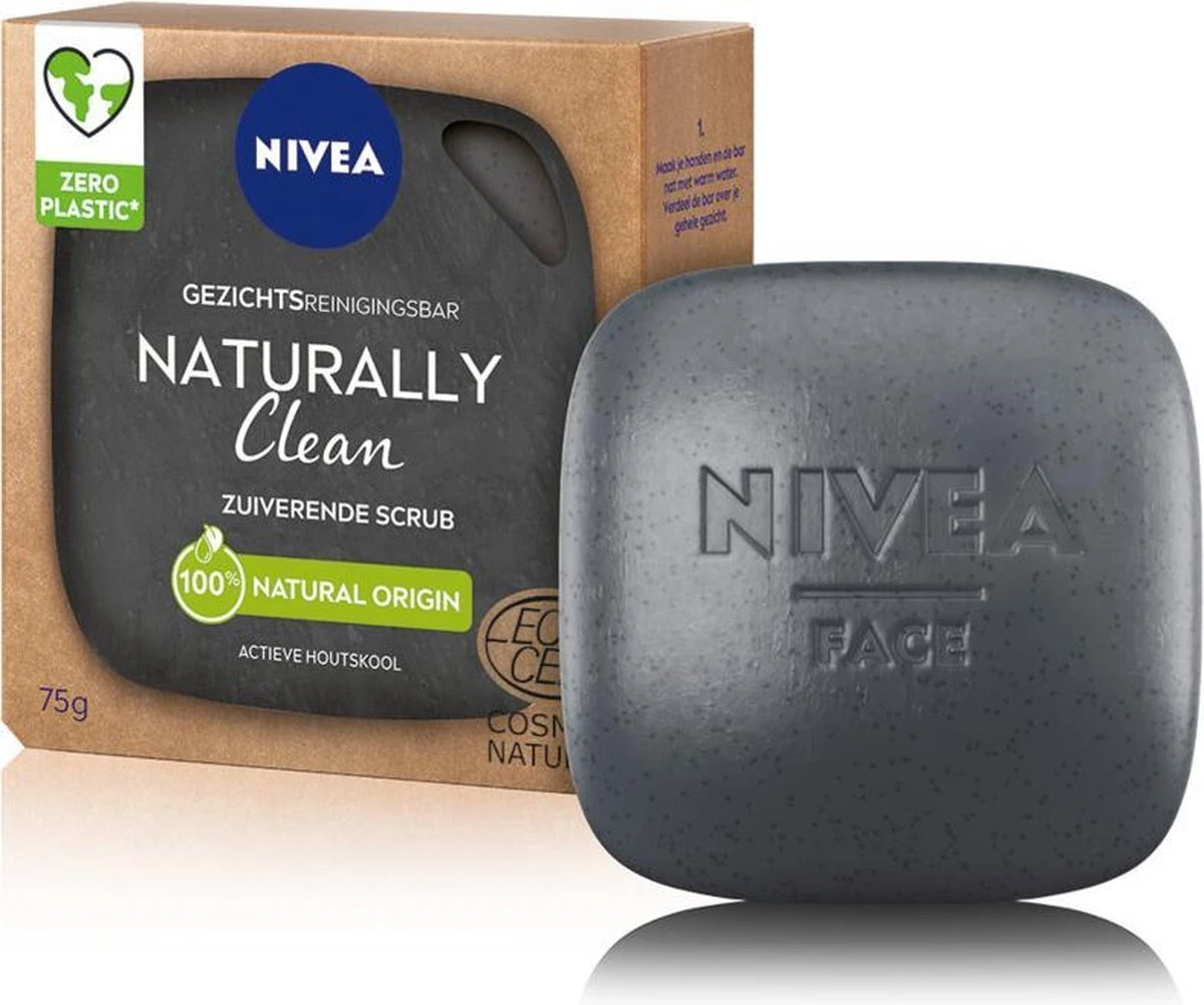 NIVEA Naturally Clean Face Bar Zuiverende Scrub 75 Gr 1 NIVEA Naturally Clean Face Bar Zuiverende Scrub 75 Gr