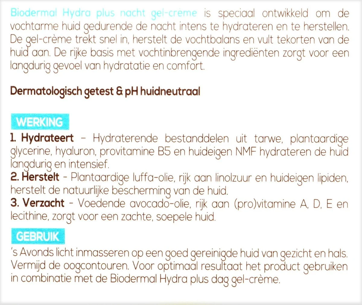 Biodermal Nachtcreme - Hydraplus Nachtcrème Gel Voor De Vochtarme Huid - Nachtcreme - 50ml 4 Biodermal Nachtcreme - Hydraplus Nachtcrème Gel Voor De Vochtarme Huid - Nachtcreme - 50ml - Afbeelding 4