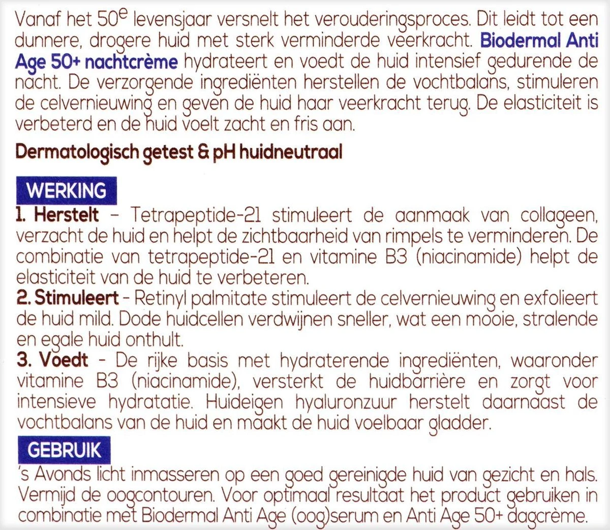 Biodermal Anti Age Nachtcrème 50+ - Nachtcrème Met Niacinamide & Sheaboter - Helpt Rimpels Verminderen - 50ml 5 Biodermal Anti Age Nachtcrème 50+ - Nachtcrème Met Niacinamide & Sheaboter - Helpt Rimpels Verminderen - 50ml - Afbeelding 5