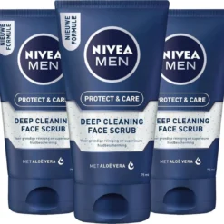 NIVEA MEN Protect & Care Reinigingsscrub - 3 X 75 Ml - Voordeelverpakking