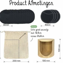 Bamboozy 16 Zwarte Herbruikbare Wattenschijfjes + Bamboe Houder 12x Dagelijks 4x Scrub 4 Laags Wasbare Wattenschijfjes Zero Waste 18 Bamboozy 16 Zwarte Herbruikbare Wattenschijfjes + Bamboe Houder 12x Dagelijks 4x Scrub 4 Laags Wasbare Wattenschijfjes Zero Waste -Zacht Huid Verkoop 1200x1140 3