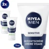 NIVEA MEN Sensitive Dagcrème - Voor De Gevoelige Huid - 2 X 75 Ml - Voordeelverpakking