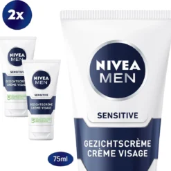 NIVEA MEN Sensitive Dagcrème - Voor De Gevoelige Huid - 2 X 75 Ml - Voordeelverpakking