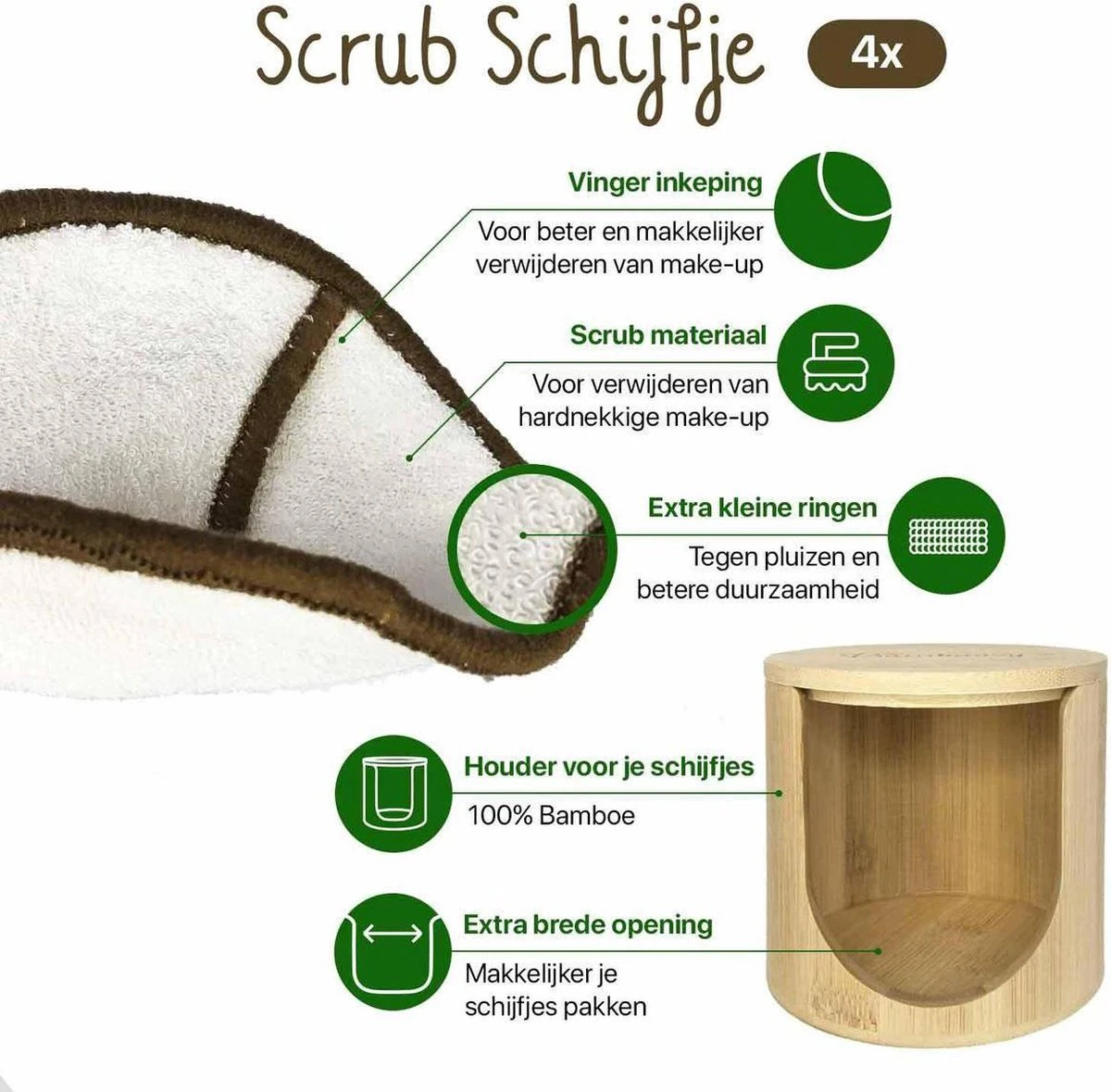 16 Herbruikbare Wattenschijfjes + Bamboe Houder - 12x Dagelijks 4x Scrub 4 Laags - Wasbare Wattenschijfjes Makeup Pads Zero Waste 8 16 Herbruikbare Wattenschijfjes + Bamboe Houder - 12x Dagelijks 4x Scrub 4 Laags - Wasbare Wattenschijfjes Makeup Pads Zero Waste - Afbeelding 8