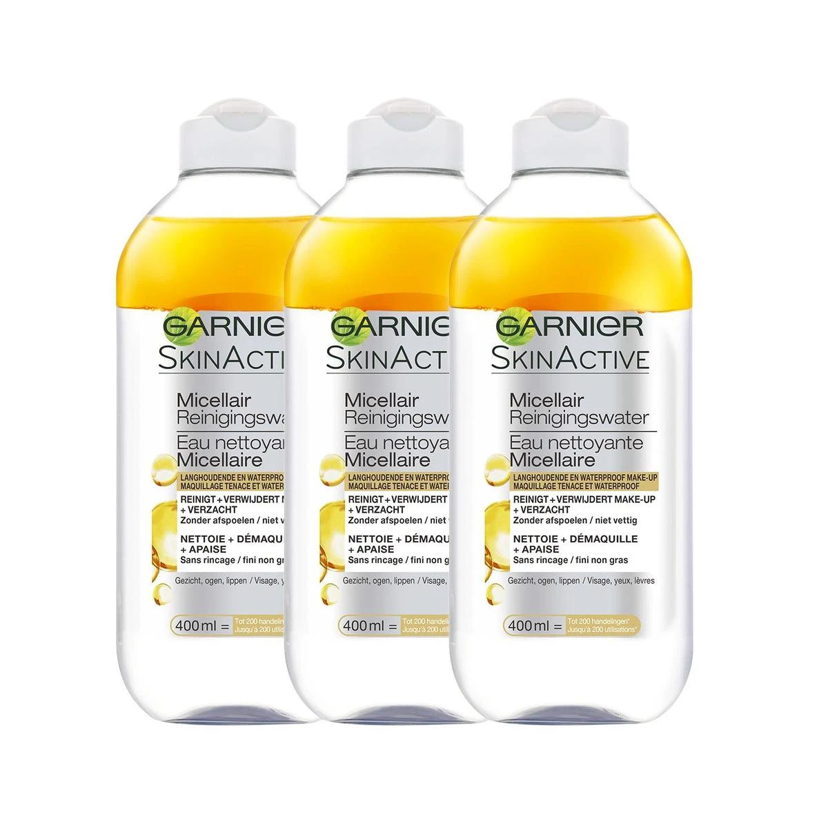Garnier SkinActive Micellair Reinigingswater - 3 X 400 Ml - Voordeelverpakking 1 Garnier SkinActive Micellair Reinigingswater - 3 X 400 Ml - Voordeelverpakking
