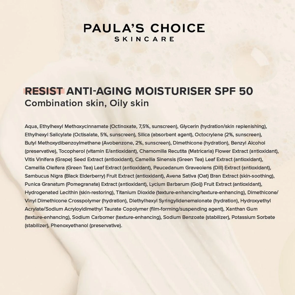 Paula's Choice RESIST Anti-Aging Dagcrème SPF 50 - Gecombineerde & Vette Huid - 60 Ml 4 Paula's Choice RESIST Anti-Aging Dagcrème SPF 50 - Gecombineerde & Vette Huid - 60 Ml - Afbeelding 4