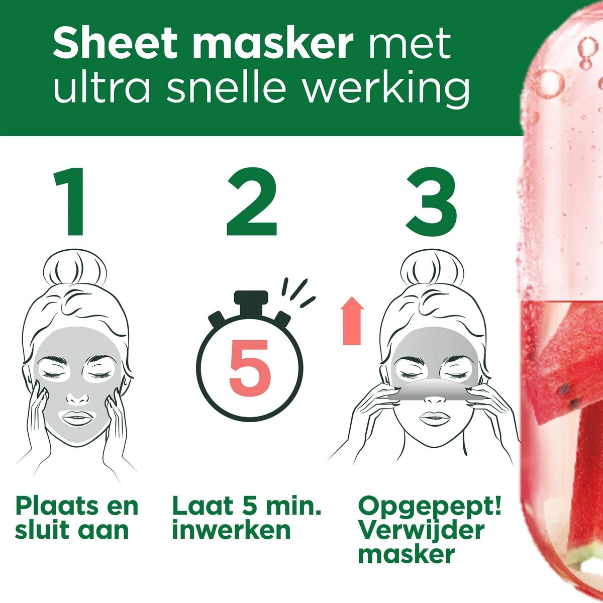 Garnier SkinActive Ampul Sheet Mask Met Watermeloen & Hyaluronzuur Gezichtsmasker - 5 Stuks 11 Garnier SkinActive Ampul Sheet Mask Met Watermeloen & Hyaluronzuur Gezichtsmasker - 5 Stuks - Afbeelding 11