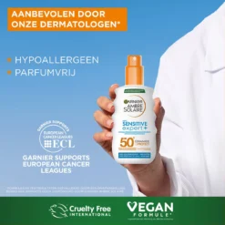 Garnier Ambre Solaire Sensitive Expert Hypoallergene Zonnebrand Spray SPF 50+ - Ceramide Protect - 150ml -Zacht Huid Verkoop 1200x1200 491