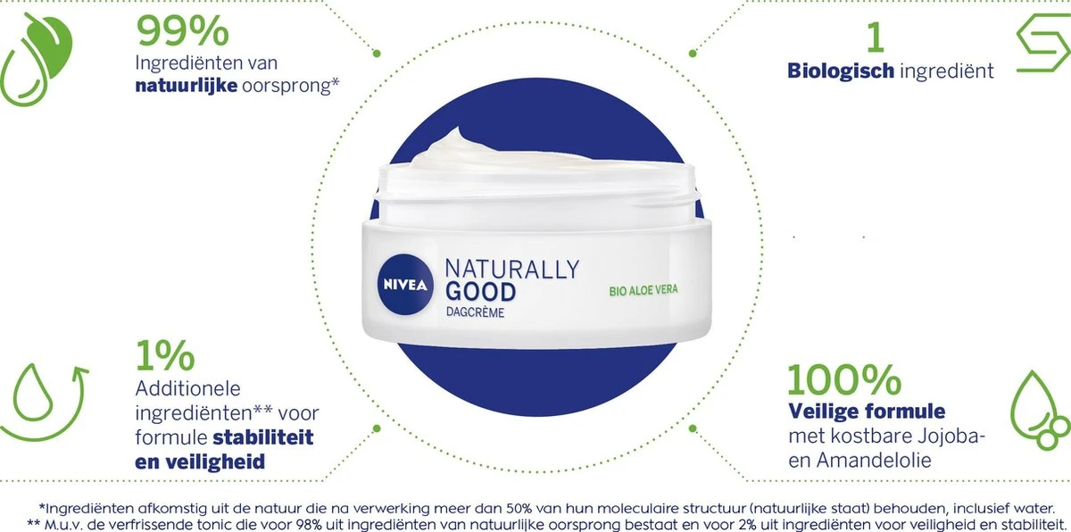 Nivea Naturally Good Dagcrème - 50 Ml - Met Biologische Aloë Vera 4 Nivea Naturally Good Dagcrème - 50 Ml - Met Biologische Aloë Vera - Afbeelding 4