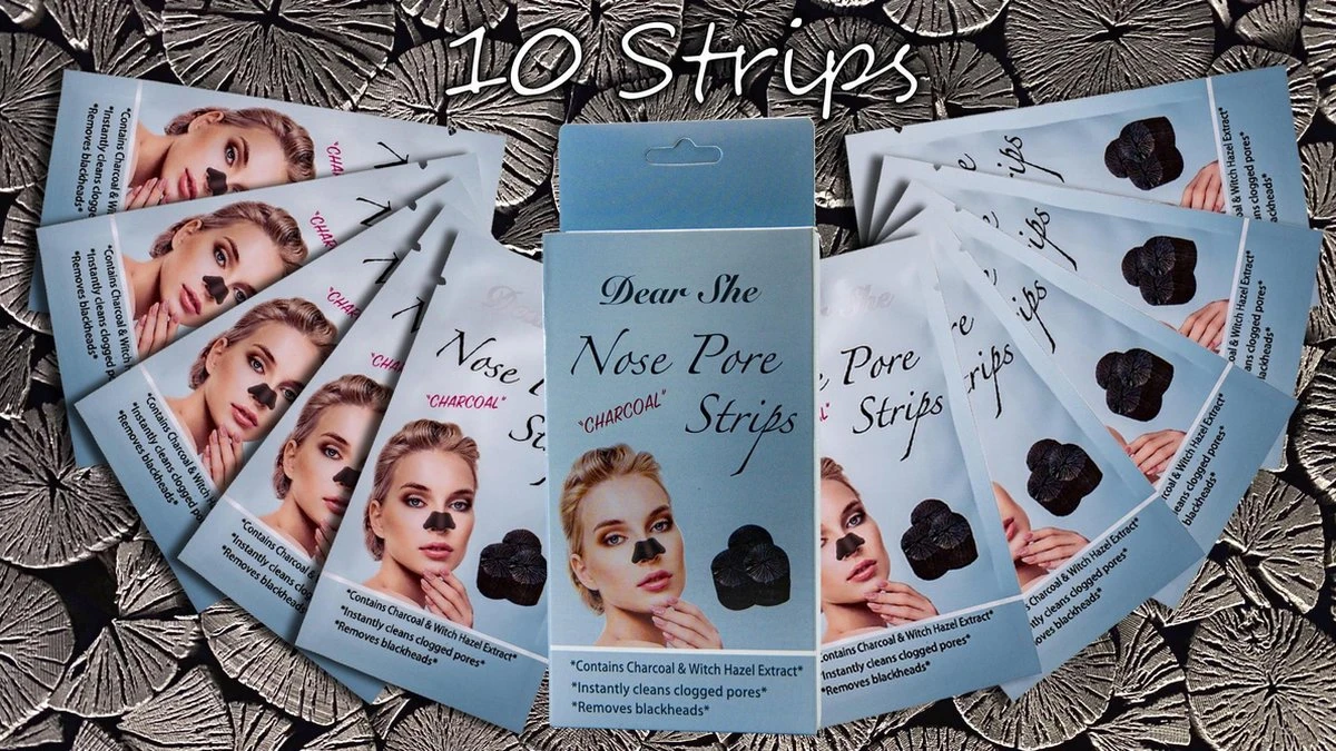 Dear She Nose Pore Strips (10 Strips), Diep Reinigende Neus Strips | Houtskool | Charcoal | Mee-eter Verwijderen | Blackhead Removal | Verstopte Poriën | Puisten | Acne | Vette Huid | Peeling Nose Mask | Pimplepatches | Skincare | Cleansing Strips 2 Dear She Nose Pore Strips (10 Strips), Diep Reinigende Neus Strips | Houtskool | Charcoal | Mee-eter Verwijderen | Blackhead Removal | Verstopte Poriën | Puisten | Acne | Vette Huid | Peeling Nose Mask | Pimplepatches | Skincare | Cleansing Strips - Afbeelding 2