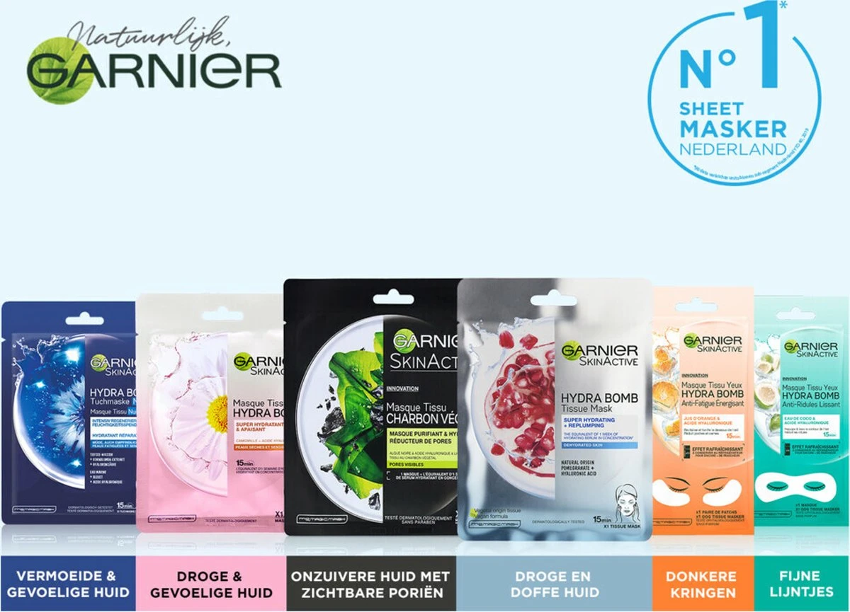 Garnier SkinActive Hydra Bomb Tissue Masker - Gezichtsmasker - 5 Stuks 4 Garnier SkinActive Hydra Bomb Tissue Masker - Gezichtsmasker - 5 Stuks - Afbeelding 4