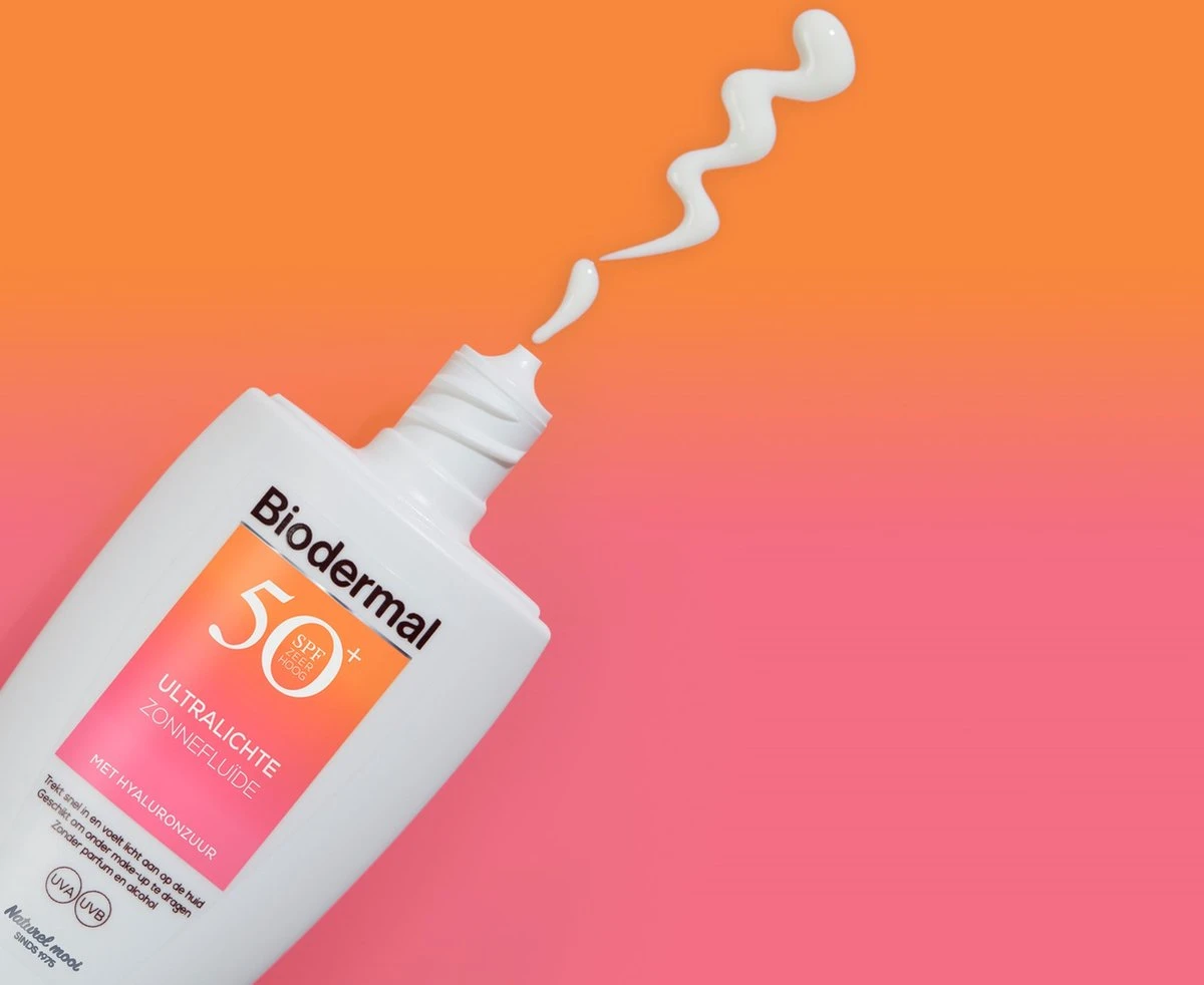 Biodermal Ultralichte Zonnefluide - Zonnebrand Met SPF50+ - Met Hyaluronzuur - Zonnebrand Gezicht 4 Biodermal Ultralichte Zonnefluide - Zonnebrand Met SPF50+ - Met Hyaluronzuur - Zonnebrand Gezicht - Afbeelding 4