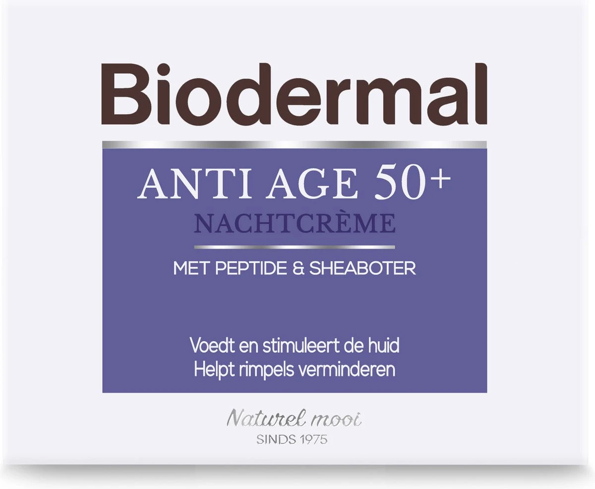 Biodermal Anti Age Nachtcrème 50+ - Nachtcrème Met Niacinamide & Sheaboter - Helpt Rimpels Verminderen - 50ml 2 Biodermal Anti Age Nachtcrème 50+ - Nachtcrème Met Niacinamide & Sheaboter - Helpt Rimpels Verminderen - 50ml - Afbeelding 2
