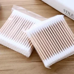 Merkloos Wattenstaafjes Hout - Bamboe - 4 X 100 Stuks -Zacht Huid Verkoop 1200x997 3