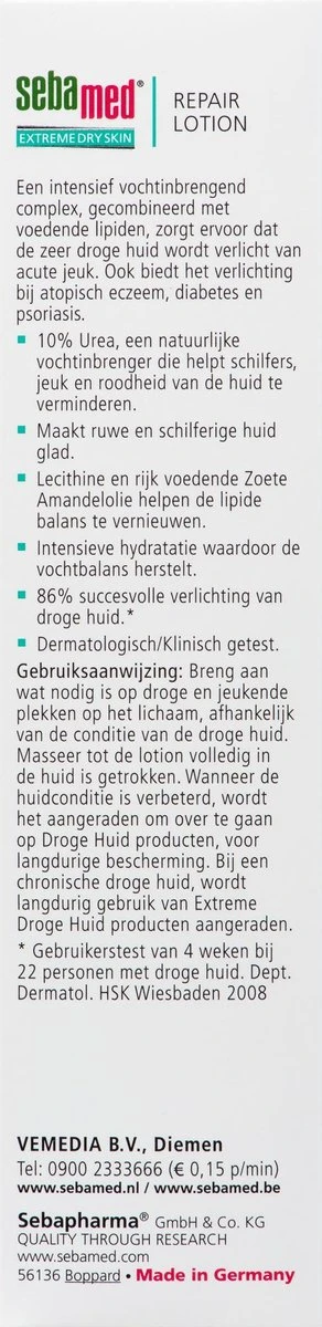 Sebamed Extreme Dry Urea Repair - Lotion 10% - Huidverzorging - 200 Ml 4 Sebamed Extreme Dry Urea Repair - Lotion 10% - Huidverzorging - 200 Ml - Afbeelding 4