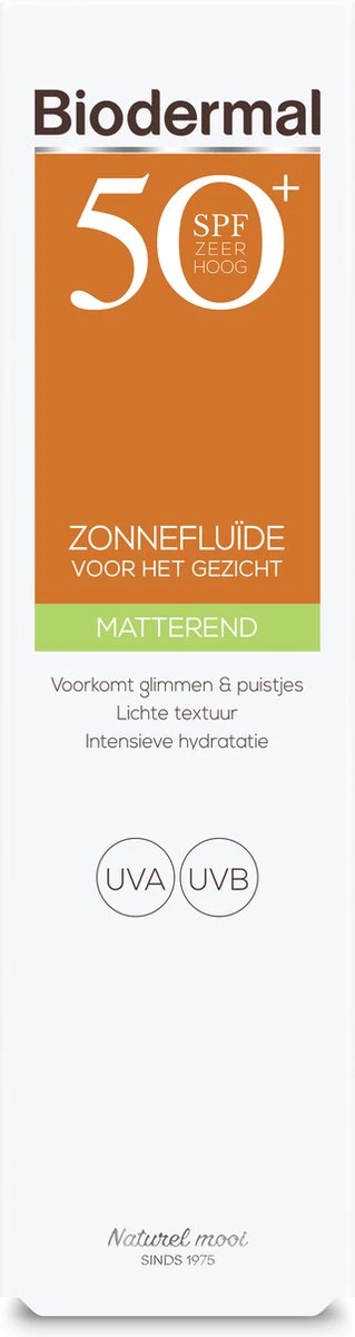 Biodermal Zonnebrand - Matterende Zonnefluïde Voor Het Gezicht SPF 50 - 40ml - Voorkomt Glimmen En Puistjes 3 Biodermal Zonnebrand - Matterende Zonnefluïde Voor Het Gezicht SPF 50 - 40ml - Voorkomt Glimmen En Puistjes - Afbeelding 3