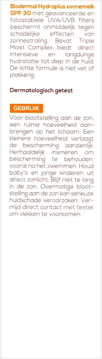 Biodermal Zonnebrand - Hydraplus - Zonnemelk - SPF 30 - 200ml 2 Biodermal Zonnebrand - Hydraplus - Zonnemelk - SPF 30 - 200ml - Afbeelding 2