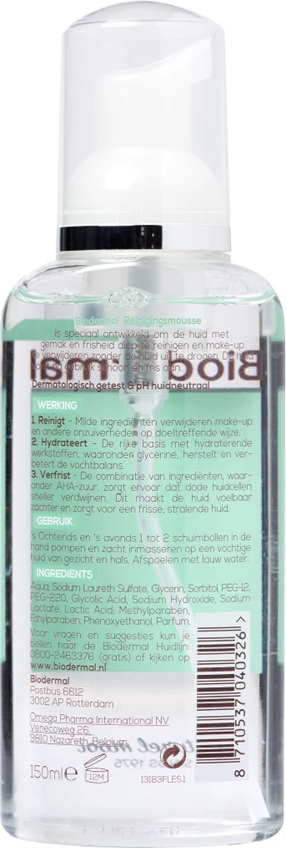 Biodermal Reinigingsmousse - Gezichtsreiniging - Reinigt En Hydrateert - 150 Ml 3 Biodermal Reinigingsmousse - Gezichtsreiniging - Reinigt En Hydrateert - 150 Ml - Afbeelding 3