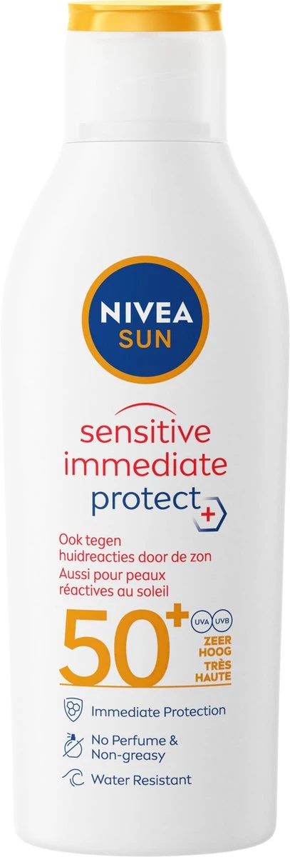 NIVEA SUN Sensitive Immediate Protect Zonnemelk SPF 50+ - 200 Ml 1 NIVEA SUN Sensitive Immediate Protect Zonnemelk SPF 50+ - 200 Ml
