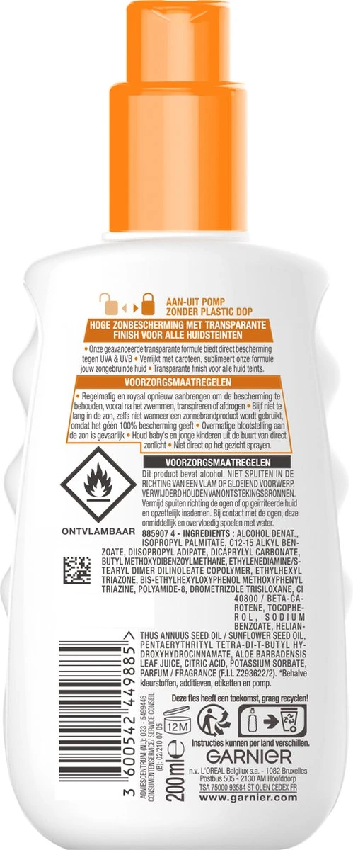 Garnier Ambre Solaire Invisible Protect Refresh Transparante Bronze Zonnebrandspray SPF 30 - 200ml 3 Garnier Ambre Solaire Invisible Protect Refresh Transparante Bronze Zonnebrandspray SPF 30 - 200ml - Afbeelding 3