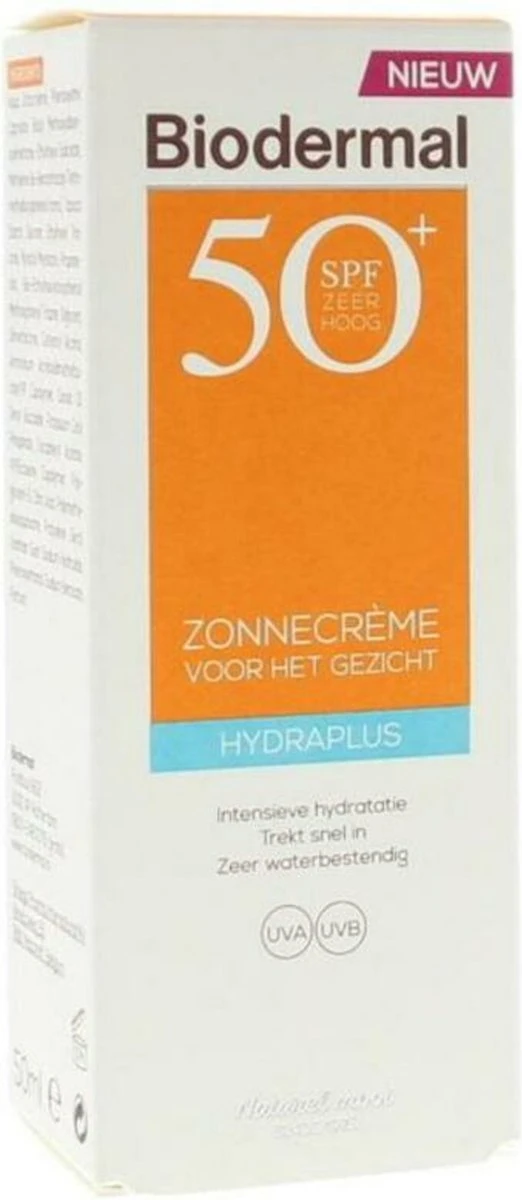 Biodermal Zonnebrand - Zonnebrandcreme Gezicht -Hydraplus Face SPF50 - 50ml 10 Biodermal Zonnebrand - Zonnebrandcreme Gezicht -Hydraplus Face SPF50 - 50ml - Afbeelding 10