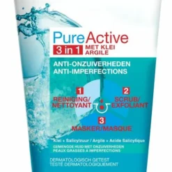 Garnier - PureActive 3-in-1 Masker Met Klei Argile Voor De Gemengde Huid Met Onzuiverheden - 2 X 150ml - Tegen Mee-eters En Onzuiverheden - Voordeelverpakking