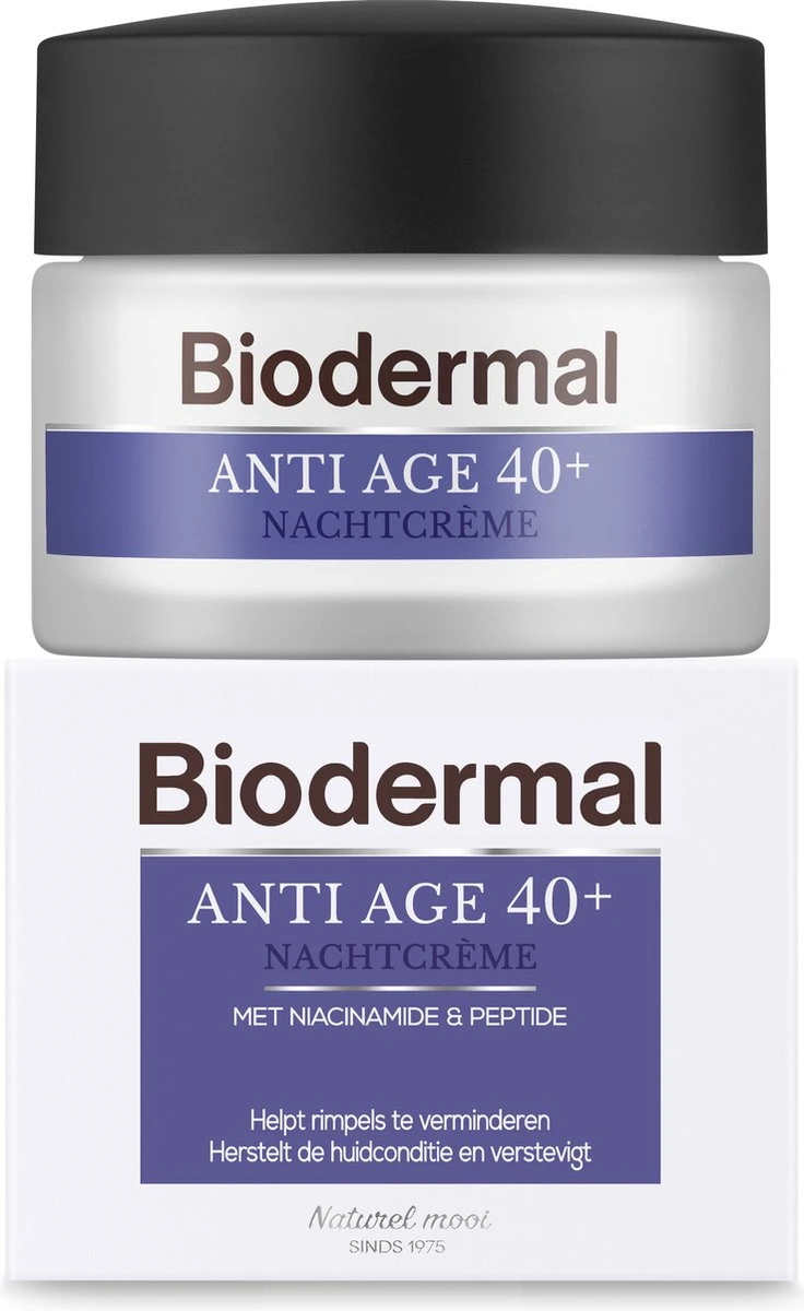 Biodermal Anti Age Nachtcrème 40+ - Nachtcrème Met Niacinamide & Peptide - Herstelt De Huidconditie En Verstevigt - 50ml 2 Biodermal Anti Age Nachtcrème 40+ - Nachtcrème Met Niacinamide & Peptide - Herstelt De Huidconditie En Verstevigt - 50ml - Afbeelding 2