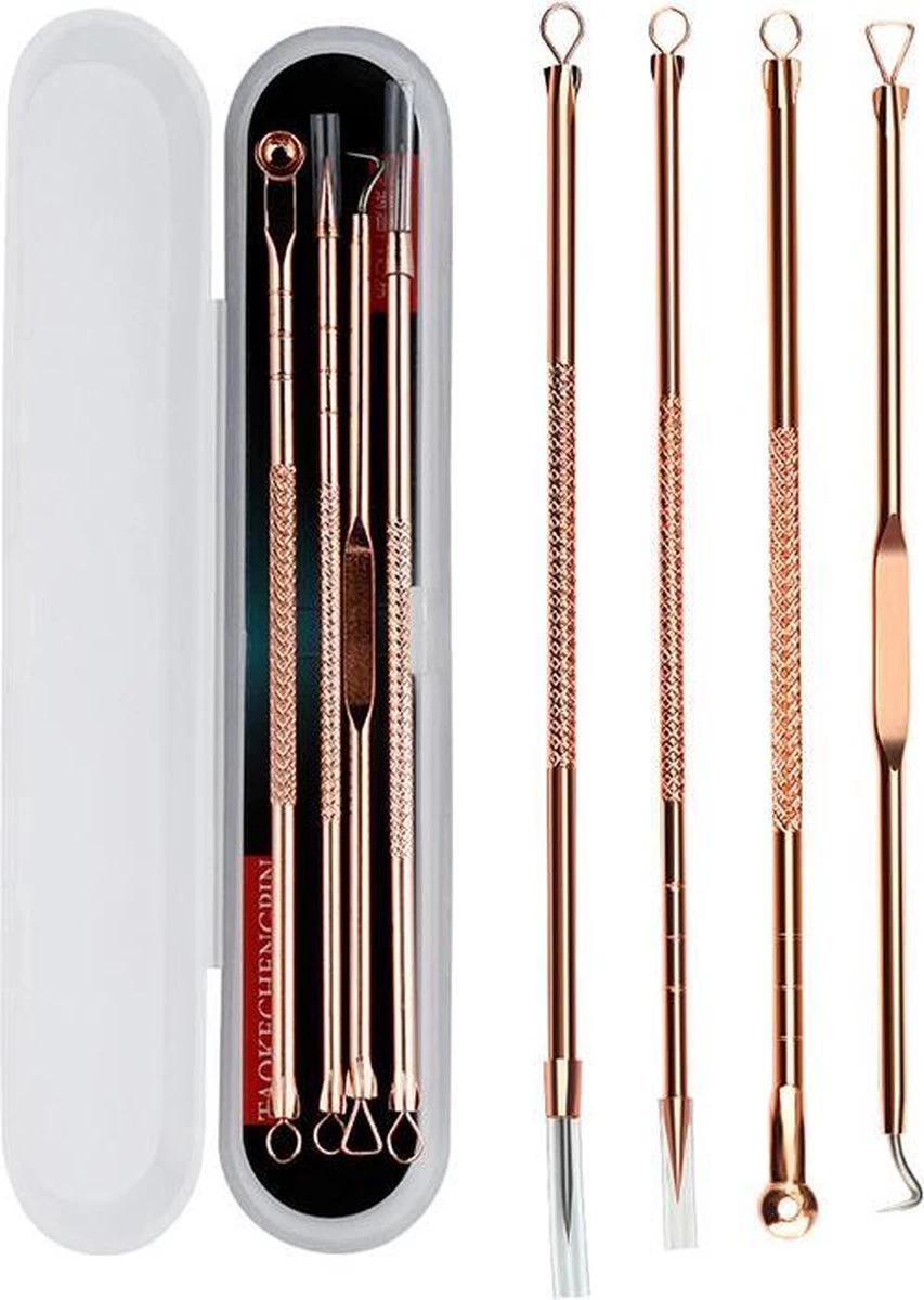 Lashes & Beauty By Patricia Mee-eters Verwijderen - Blackhead Remover - Puistjes - Professionele Kit - 4 Luxe Puisten Lepels - Mee Eter Lepel - Acne Set - Rose 4 Lashes & Beauty By Patricia Mee-eters Verwijderen - Blackhead Remover - Puistjes - Professionele Kit - 4 Luxe Puisten Lepels - Mee Eter Lepel - Acne Set - Rose - Afbeelding 4
