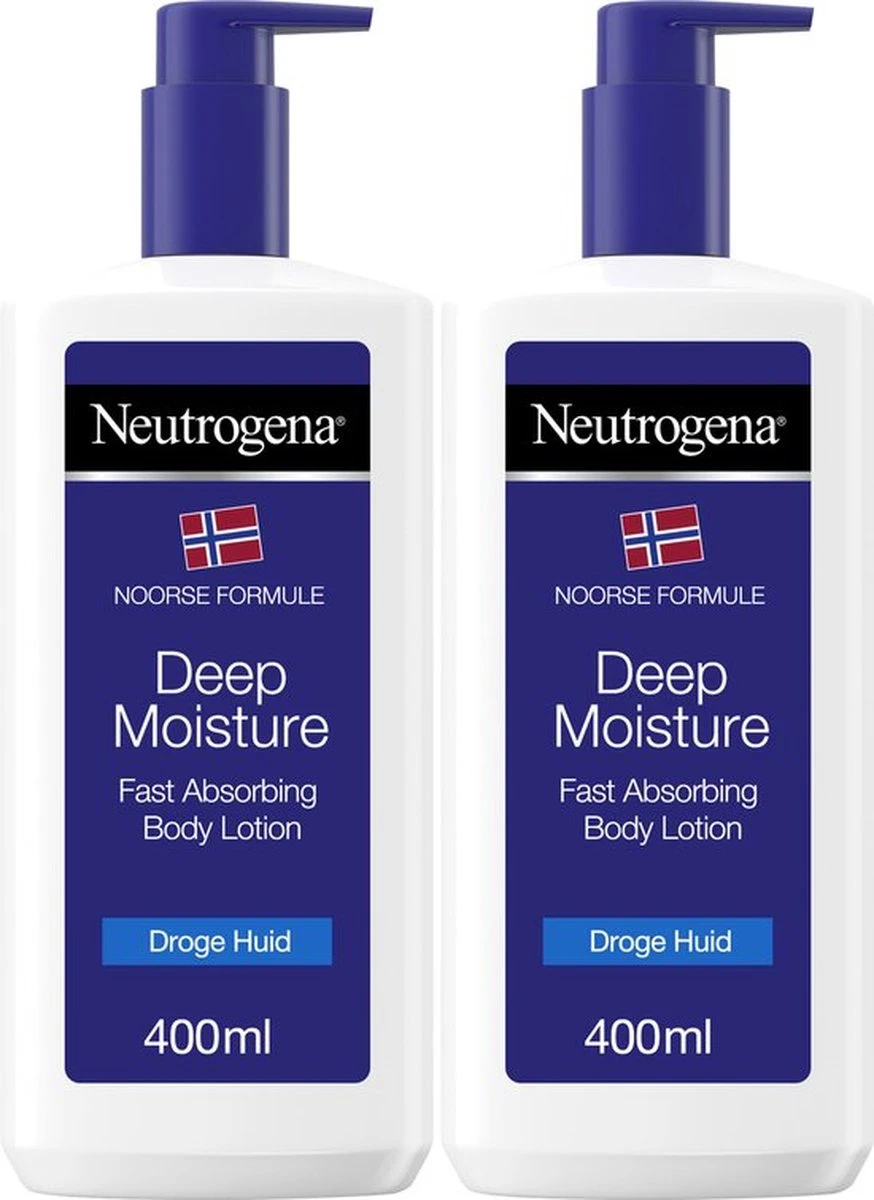 Neutrogena Deep Moisture Snel Absorberende Bodylotion, Noorse Formule, Bodycrème, Droge Huid, 2 X 400 Ml 8 Neutrogena Deep Moisture Snel Absorberende Bodylotion, Noorse Formule, Bodycrème, Droge Huid, 2 X 400 Ml - Afbeelding 8