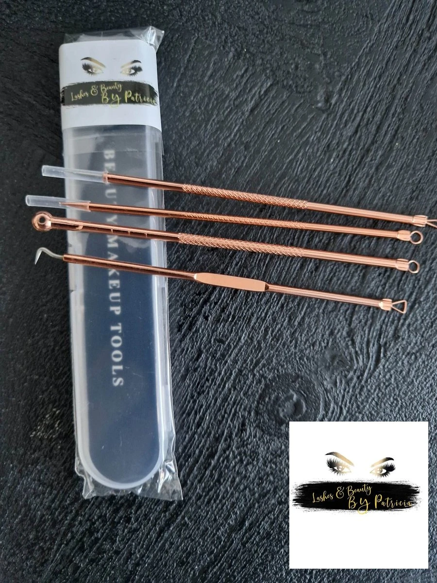 Lashes & Beauty By Patricia Mee-eters Verwijderen - Blackhead Remover - Puistjes - Professionele Kit - 4 Luxe Puisten Lepels - Mee Eter Lepel - Acne Set - Rose 2 Lashes & Beauty By Patricia Mee-eters Verwijderen - Blackhead Remover - Puistjes - Professionele Kit - 4 Luxe Puisten Lepels - Mee Eter Lepel - Acne Set - Rose - Afbeelding 2