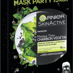 Garnier Skinactive Face Pure Charcoal Gezichtsmasker - 5 Stuks - Voordeelverpakking