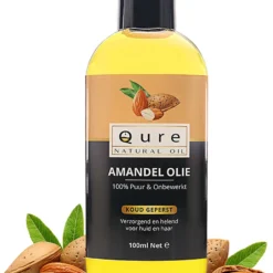 Amandelolie 100ml | 100% Puur & Onbewerkt | Koudgeperste Zoete Amandel Olie Voor Haar, Huid En Lichaam