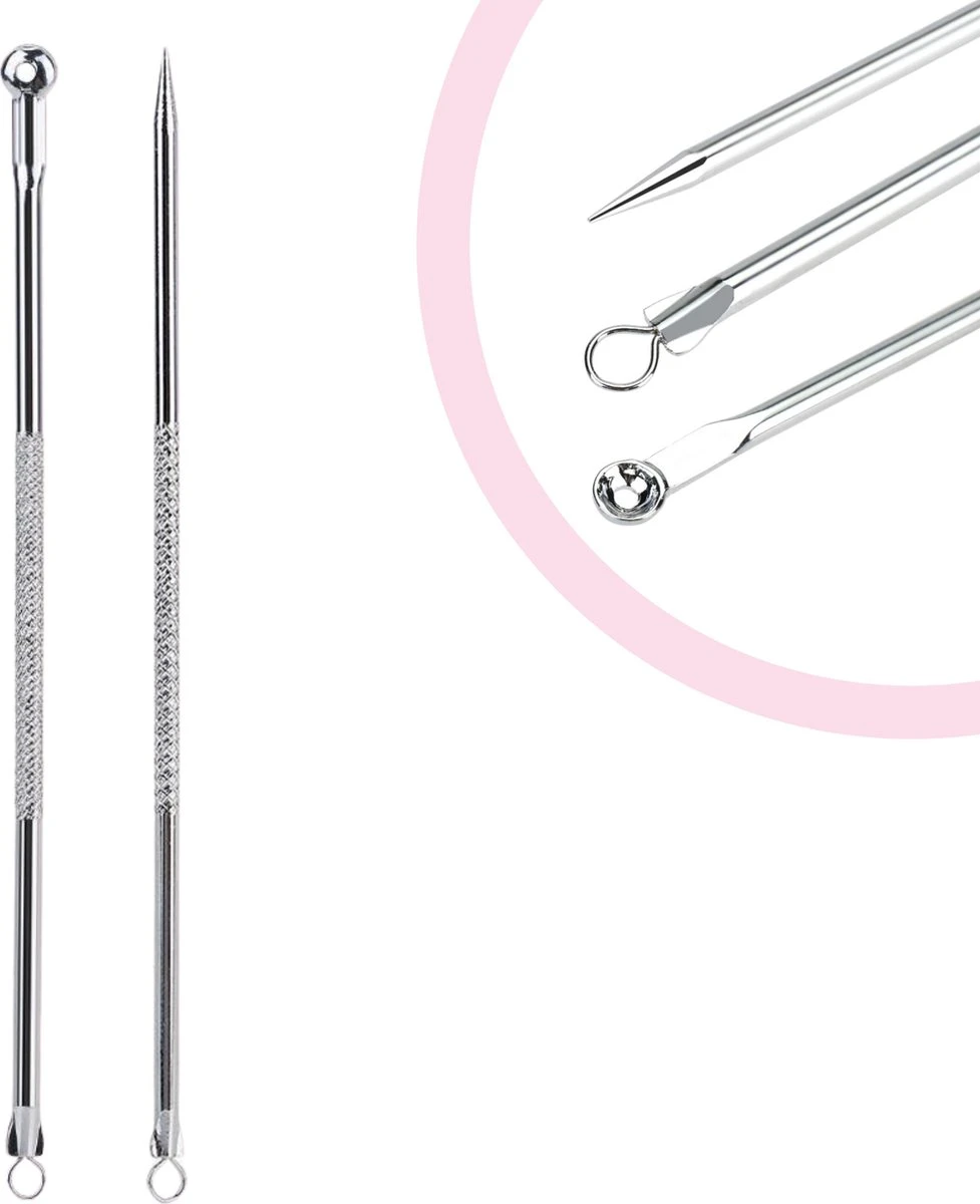 Professionele Comedonenlepel Set - Puistjes Verwijderen - Comedonendrukker - Puisten Verwijderaar - Mee Eter Verwijderaar 1 Professionele Comedonenlepel Set - Puistjes Verwijderen - Comedonendrukker - Puisten Verwijderaar - Mee Eter Verwijderaar